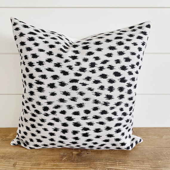 HARPER Ivory With Black Ikat Indoor outdoor Pillow Cover Outdoor Pillow Waterproof Pillows Outdoor Lumbar Pillow Black White Etsy Canada