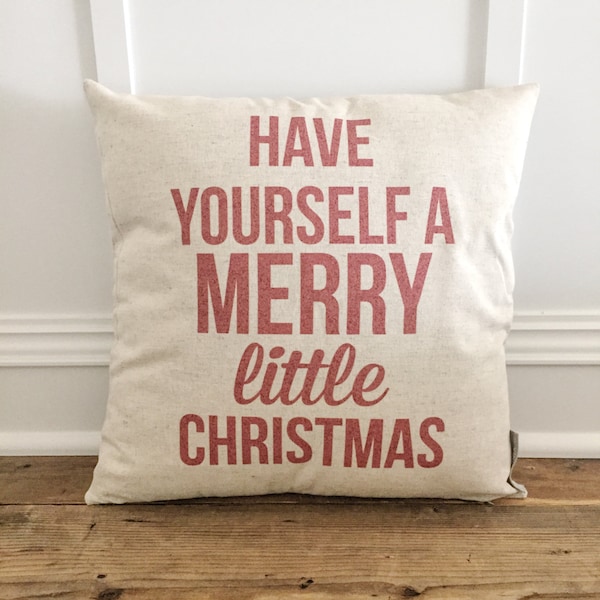 Merry Little Christmas Pillow Cover (Red)