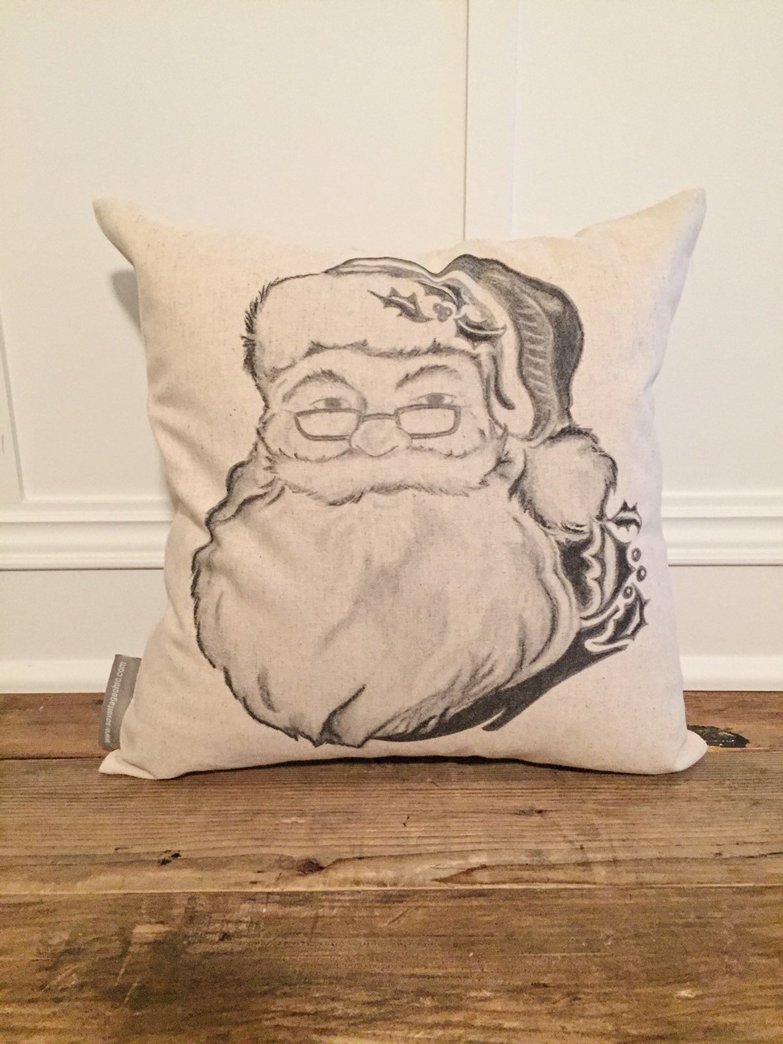 Hand Drawn Santa Pillow Cover Etsy