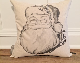 Hand Drawn Santa Pillow Cover