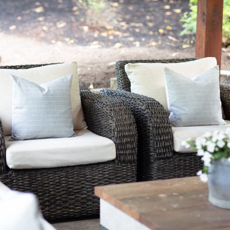 CREW Sunbrella Indoor/outdoor Gray & White Pillow Cover Etsy