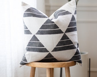 PIERCE || Geometric Pillow Cover ∙ Designer Pillow ∙ Linen Pillow ∙ Aztec Pillow ∙ Neutral Pillow ∙ Lumbar Pillow ∙ Grey Pillow ∙Gray Pillow