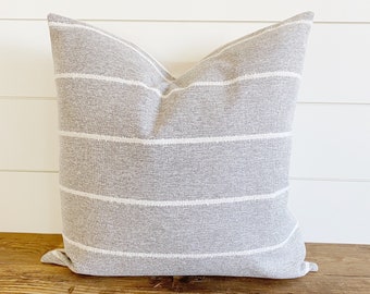 HOPE || Warm Gray Striped Pillow Cover • Neutral Pillow • Gray Pillow • Throw Pillow • Neutral Striped Pillow • Warm Gray Pillow • Lumbar