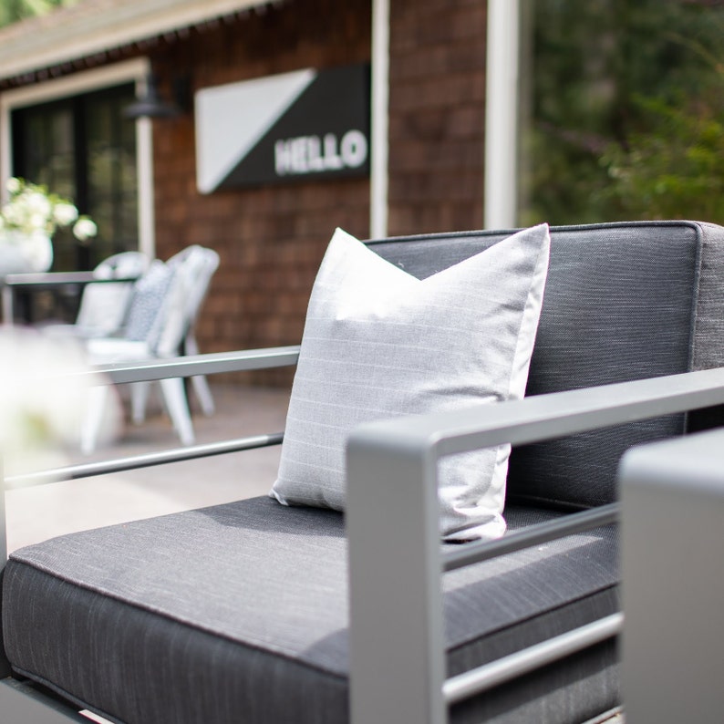 CREW Sunbrella Indoor/outdoor Gray & White Pillow Cover Etsy