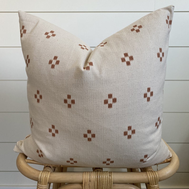 DOLLY Ivory & Rust Pillow Cover Neutral Throw Pillow Ivory and Rust Throw Pillow Ivory and Rust Accent Pillow Lumbar Pillow image 2