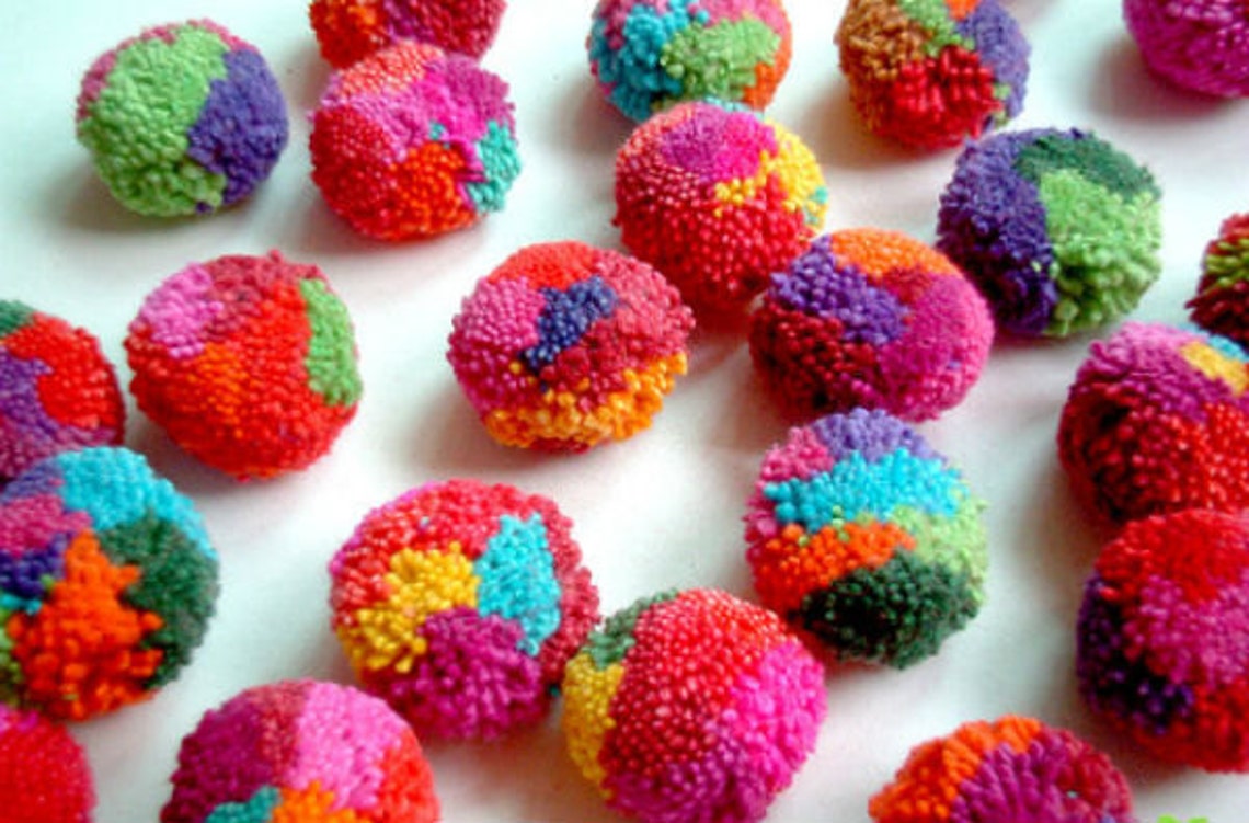 1 Cotton POM POMS Multi Colored Fluffy Pompoms Etsy UK