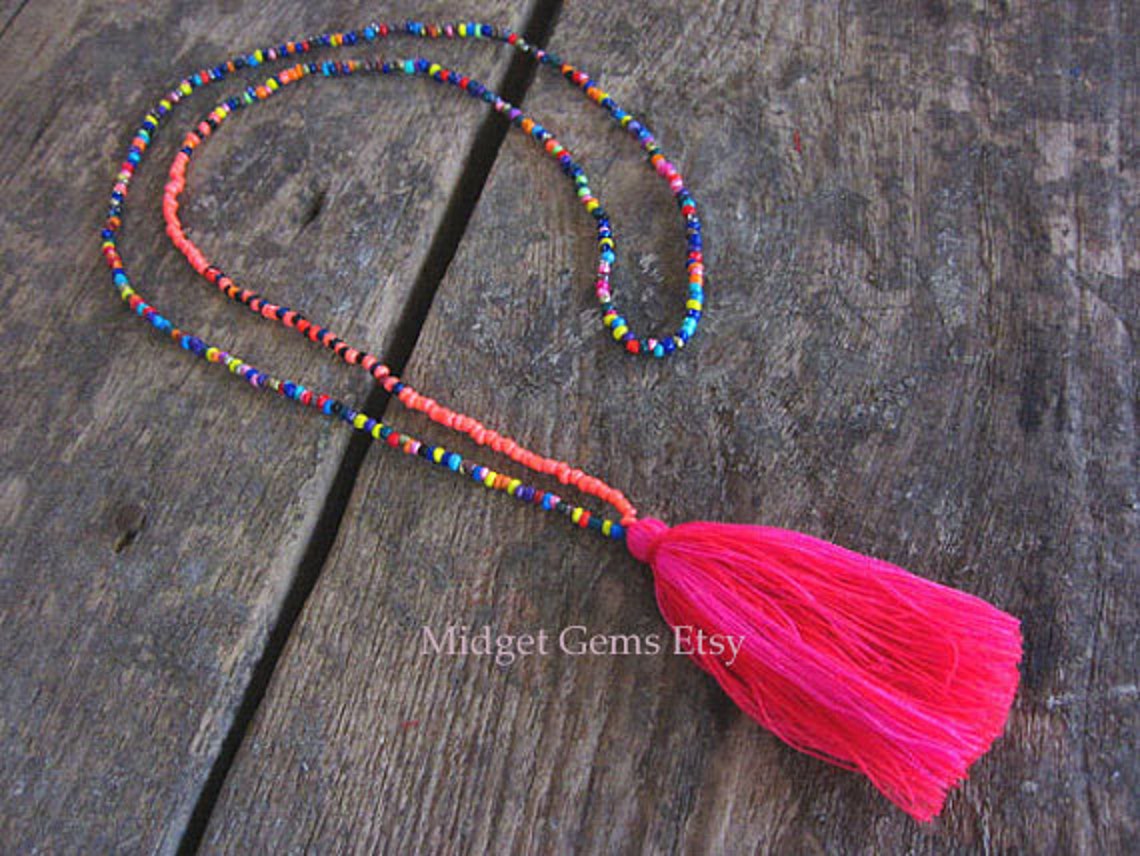 Wholesale Tassel Necklace Seed Bead Necklace Long Tassel Etsy
