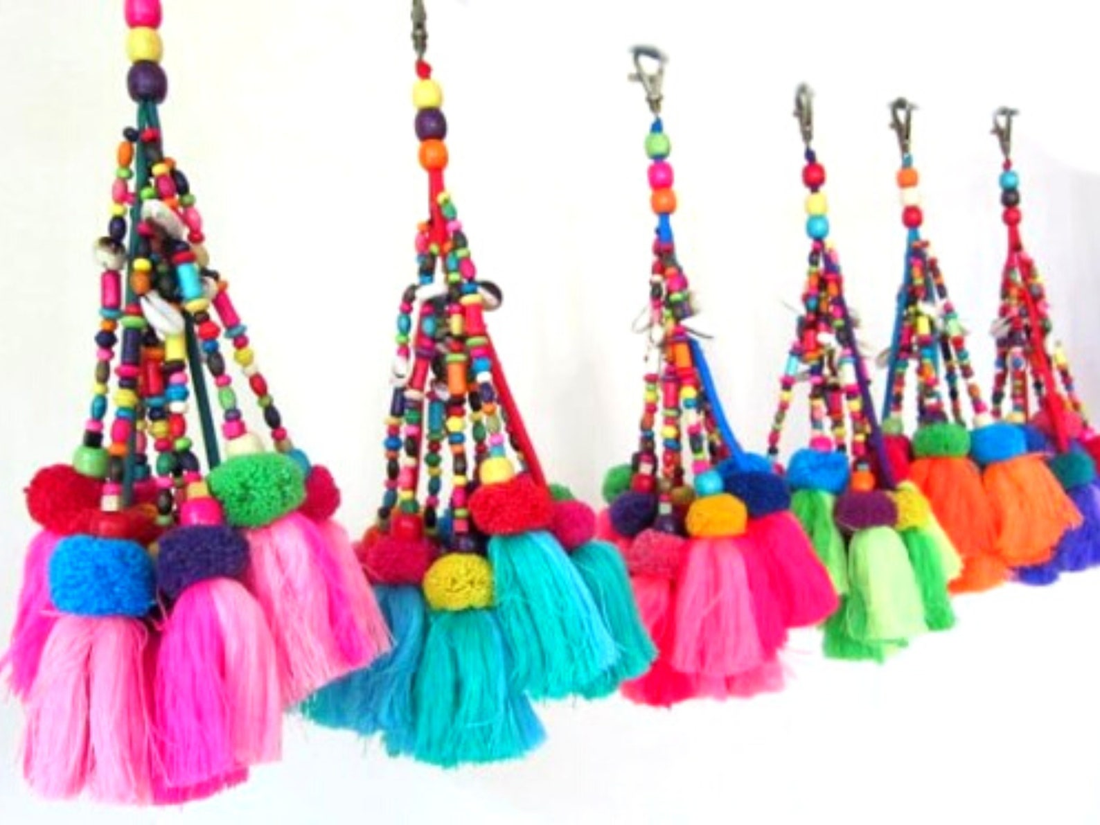 Tassel Purse Charm Decoration Keychain Pom Pom Tie Backs Etsy