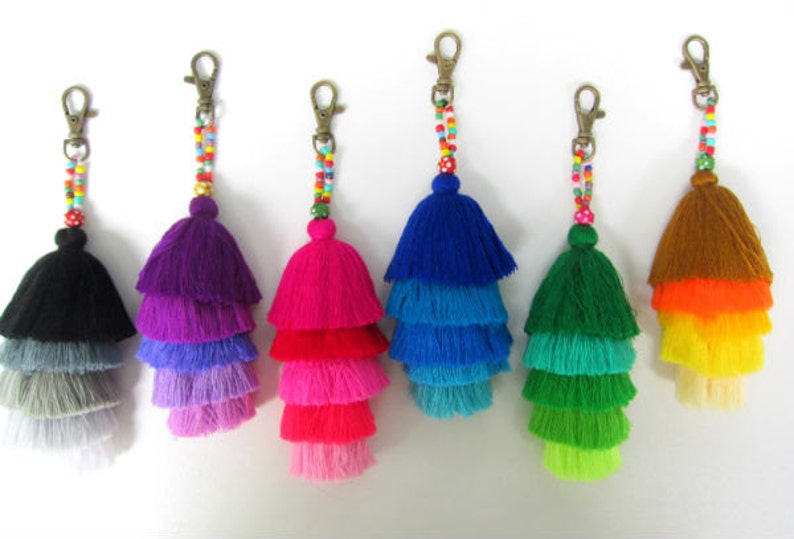 Stack Tassel Keychain 20pcs Assorted Colors Layered Tassel Key Etsy