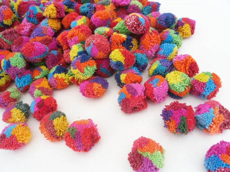 1 Cotton POM POMS Multi Colored Fluffy Pompoms Etsy