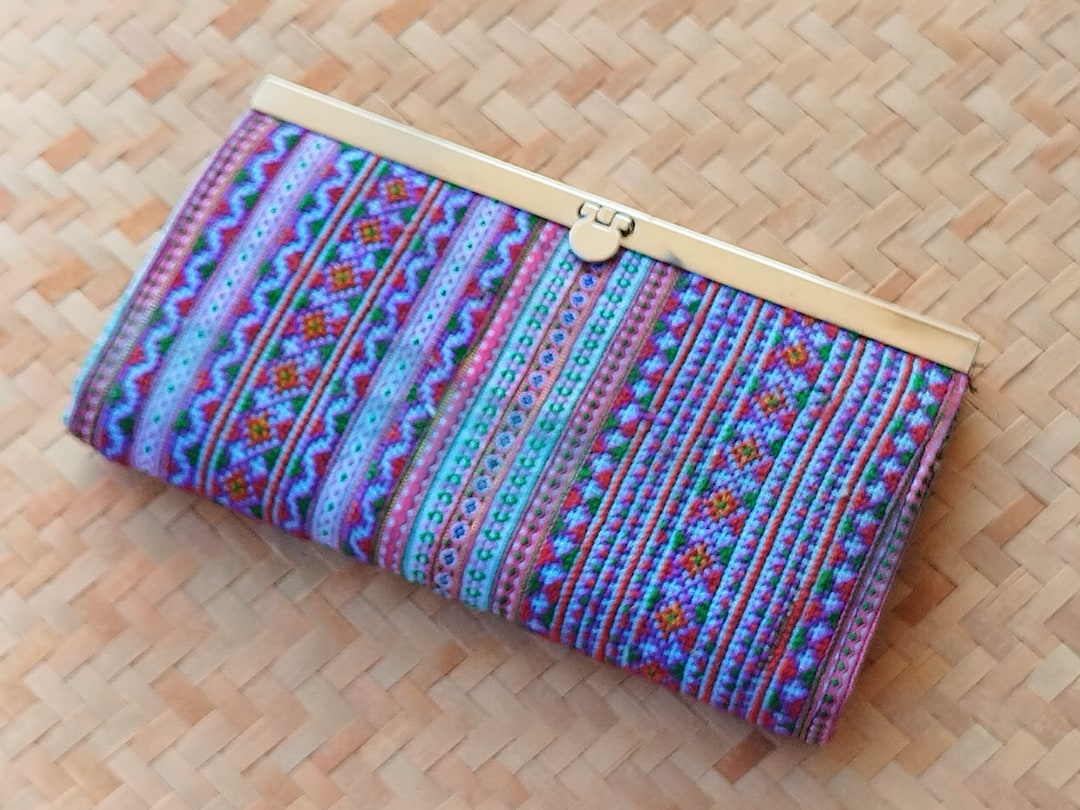 Turquoise Embroidered Boho Wallet Women Long Wallet Organiser, Ladies