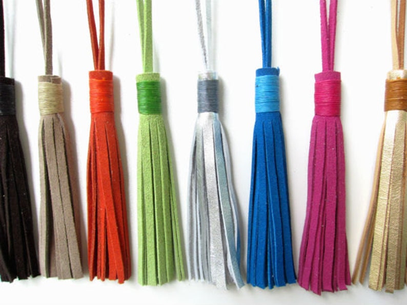 SALE LEATHER Tassel Bag Charm 4 Leather Tassel Purse Etsy
