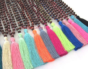 3pcs Long Boho Tassel Necklaces for Women - Bohemian Beaded Prayer Beads Mala Style Hippie Style - Yoga Summer Beach Ibiza Festival Colorful