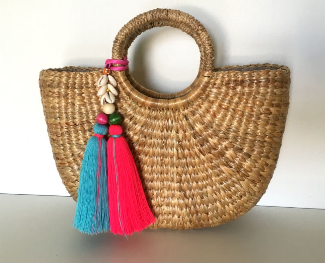 Tassels for handbags Straw bag tassel charm Tassel Beach bag Etsy
