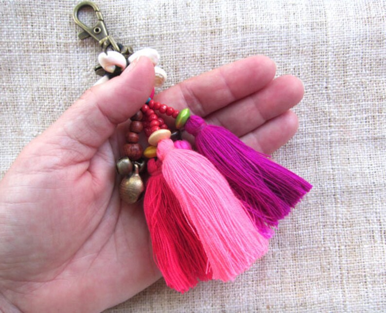 Pinks Tassel Keychain Tassel Purse Charm Tassel Purse Etsy