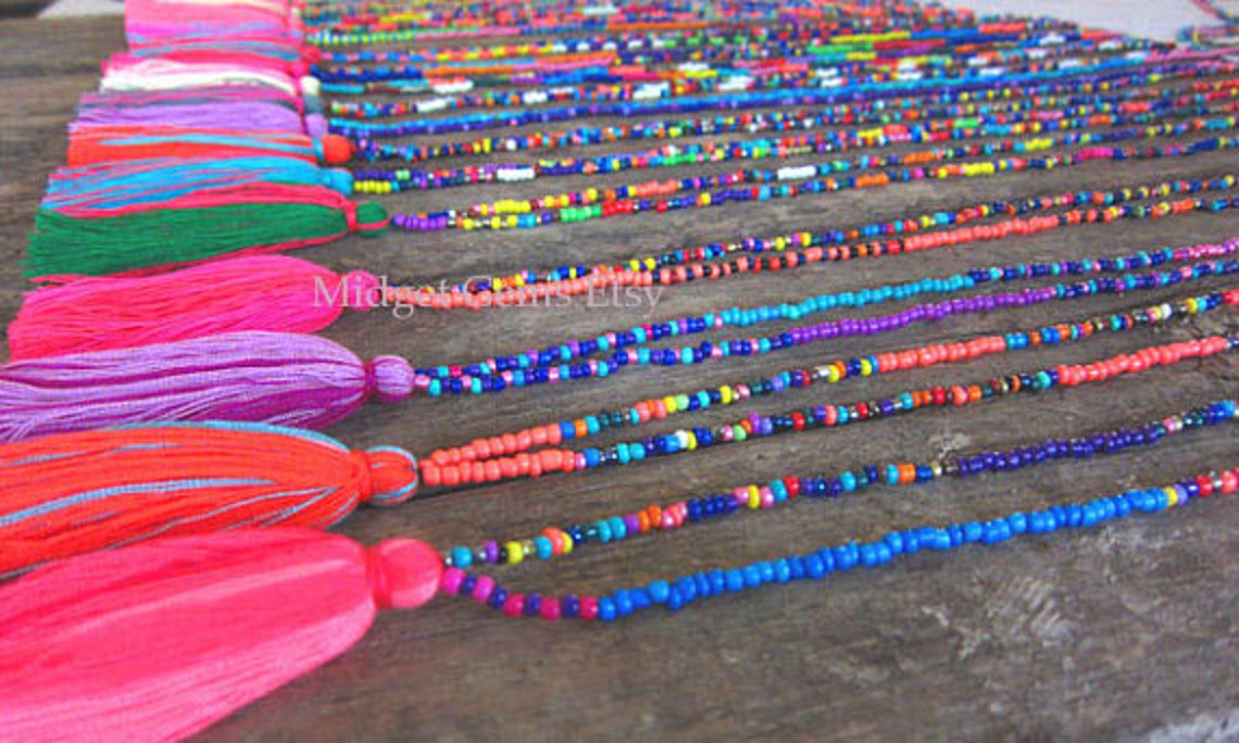 Wholesale Tassel Necklace Seed Bead Necklace Long Tassel Etsy