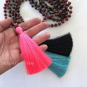 3pcs Long Boho Tassel Necklaces for Women Bohemian Beaded Prayer Beads Mala Style Hippie Style Yoga Summer Beach Ibiza Festival Colorful image 4