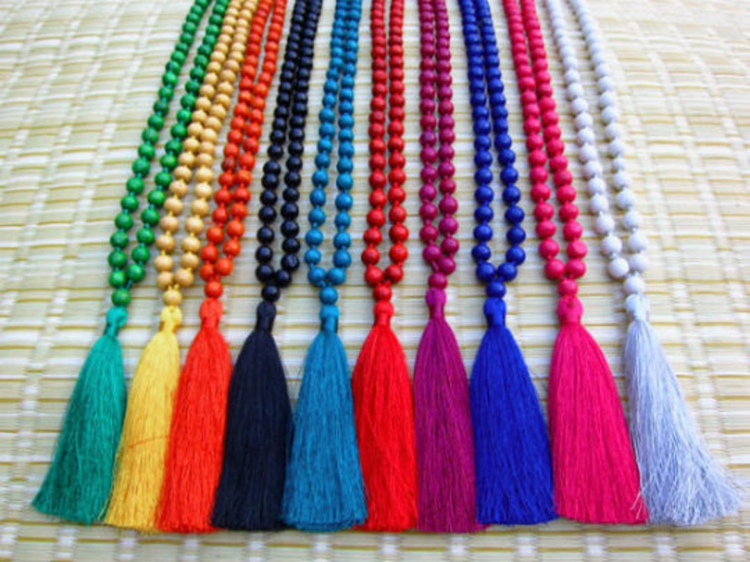 3pcs Colorful Long Bead Tassel Necklace for Women Boho Style Necklace