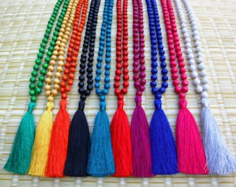 3pcs Colorful Long Bead Tassel Necklace for Women - Boho Style Necklace - Summer Beach Festival Bohemian Jewelry, Layered Layering Fashion