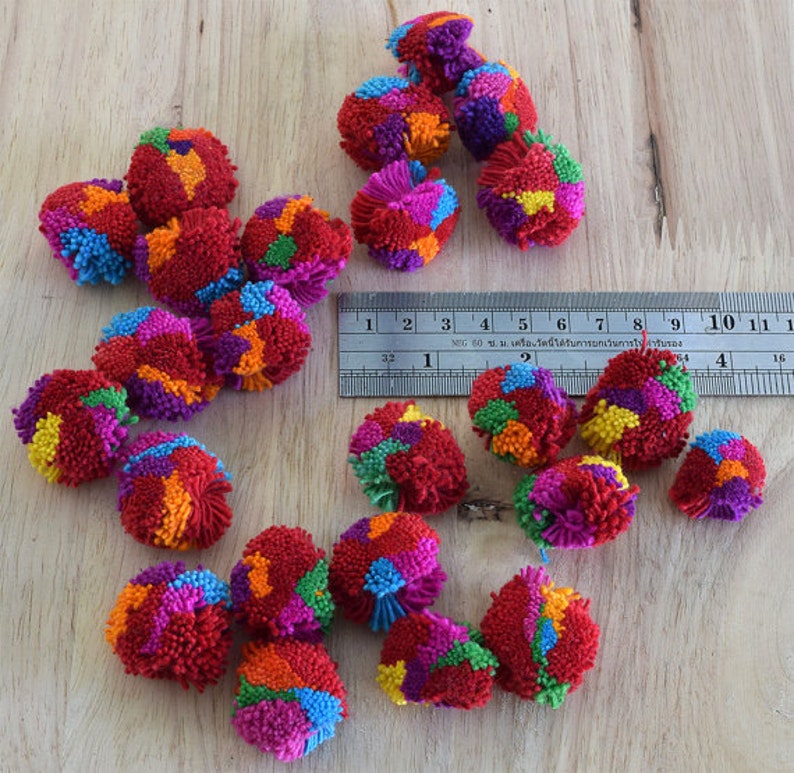 1 Cotton POM POMS, 25pcs Multi Colored Fluffy Pompoms, Handmade Craft Supplies,PomPom Ball, Round Wool Pom Pom, Party Decor Art Supplies image 2