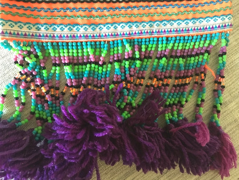 Tribal Fabric Handmade Fabric Vintage Fabric Hmong Vintage Fabric Beaded Hmong Fabric Home Decor Ethnic Textile Embellishment
