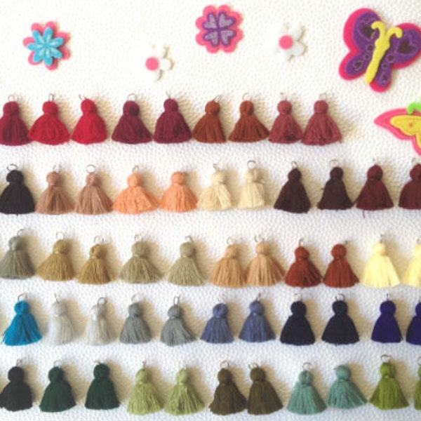 80+ Fall Winter Colors Tiny Jewelry Tassels 5pcs+ | Tassles for Earrings Cotton Tassels | Short Tassels | Jewelry Making Tassels  1" Tassels