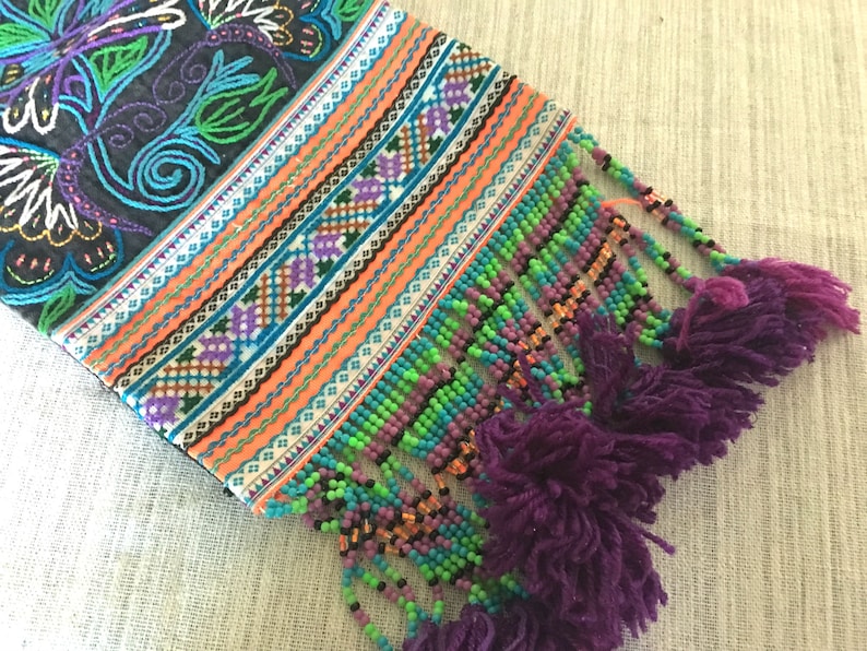 Tribal Fabric Handmade Fabric Vintage Fabric Hmong Vintage Fabric Beaded Hmong Fabric Home Decor Ethnic Textile Embellishment