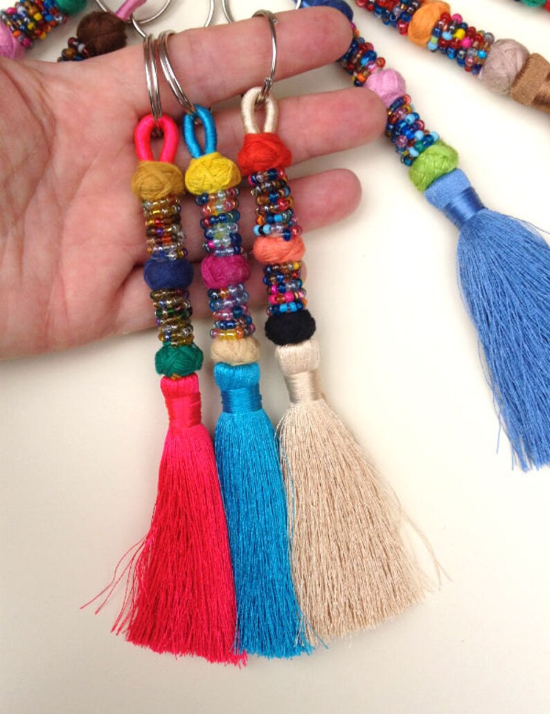 Tassel Keychain Decorative Beaded Silk Tassel KeyringTassel Etsy