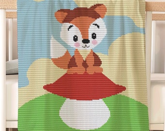 Fuchs Häkeldecke Muster: Baby Afghan, Pilzdesign (PDF Muster)