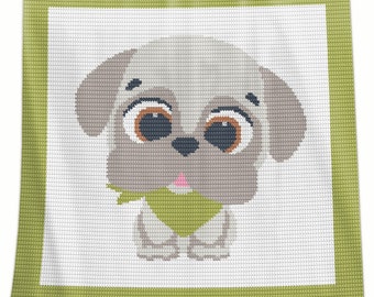 Crochet Baby Blanket Pattern Written Row by Row Bulldog Puppy Afghans Graph for Baby Shower Birthday  Dog Blanket Pattern Chart