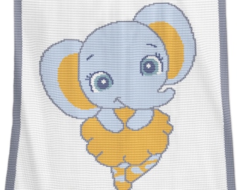 Crochet Baby Blanket Pattern: Ballerina Elephant Afghan (PDF Pattern)