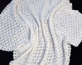 Crochet Blanket Pattern - Crochet Baby Blanket Pattern - Easy Lace Blanket Pattern - Baby Afghans - Crochet Patterns - Lacy Crochet Pattern