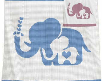 CROCHET Pattern - Baby Blanket Pattern - Mummy & Me - Elephants - Crochet Graph - Crochet Pattern - Afghan Crochet Pattern - Elephant Graph