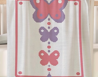 Modèle de couverture pour bébé papillon au crochet : graphique et instructions rangée par rangée (PDF)