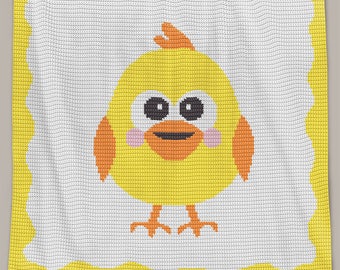 CROCHET Pattern - Baby Blanket Pattern - Chickie - Crochet Chick - Baby Crochet Afghan - Chicken Crochet Chart - Crochet Graph - Chick Graph