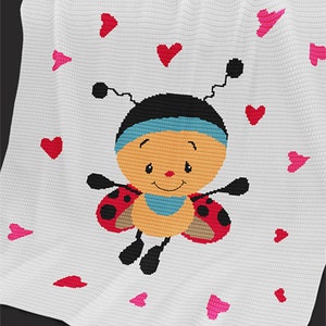 CROCHET Pattern - Baby Blanket Pattern - Cutie - Crochet Graph - Ladybug Crochet Pattern - Afghan Crochet Pattern - Ladybug Crochet  Graph