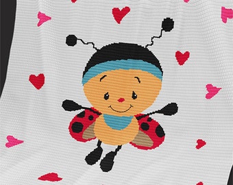 CROCHET Pattern - Baby Blanket Pattern - Cutie - Crochet Graph - Ladybug Crochet Pattern - Afghan Crochet Pattern - Ladybug Crochet  Graph