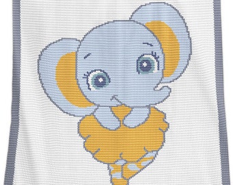 CROCHET Pattern - Baby Blanket Pattern - Ballerina Elephant - Crochet Graph - Crochet Pattern - Afghan Crochet Pattern - Elephant Graph