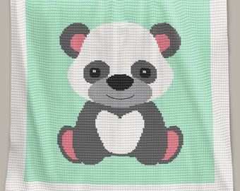 CROCHET Pattern - Baby Blanket Pattern - Panda Bear - Crochet Graph - Panda Crochet Pattern - Afghan Crochet Pattern - Bear Crochet Graph