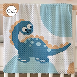C2C かぎ針編みブランケットパターン 行ごとに書かれた象の恐竜 リコ アフガン グラフ ベビーシャワー ギフト 誕生日 新生児 ベビーカー スロー プレゼント