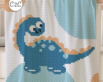 Dinosaur Crochet Blanket Pattern: C2C Afghan (PDF Pattern)