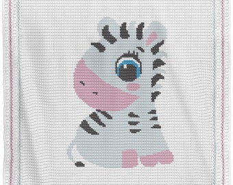 Häkelanleitung Babydecke Geschrieben Reihe für Reihe Zebra Afghan Graph für Baby Shower Geschenk Geburtstag Neugeborene Junge oder Mädchen Tier Kinderzimmer Überwurf