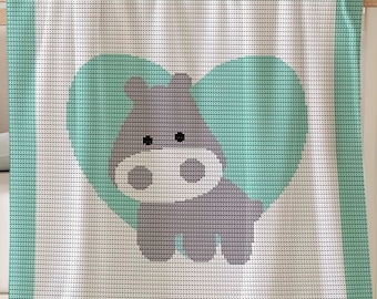 Babydecke Häkelanleitung: Hippo Lovey Afghan (PDF-Muster)