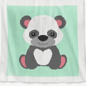 Crochet Pattern Baby Blanket Written Row by Row and Chart Panda Bear Afghan Graph for Baby Shower Gift Birthday Newborn Keepsake present
