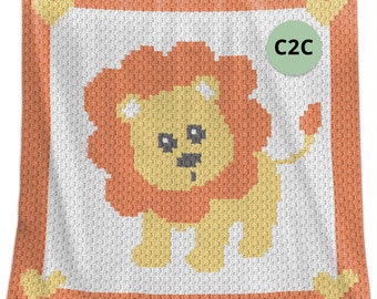 C2C Crochet Blanket Pattern - Crochet Baby Blanket Pattern - Baby Lion Blanket Pattern - Baby Afghans - Crochet Patterns  - Corner to corner