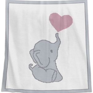 Couverture pour bébé écrite au crochet rangée par rangée afghane pour éléphant chérie graphique pour cadeau de shower de bébé anniversaire jeté pour chambre d'enfant en bas âge