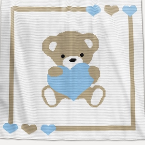 CROCHET Pattern - Baby Blanket Pattern - Sweet Heart - Crochet Chart - Bear Crochet Pattern - Afghan Crochet Pattern - Bear Crochet Graph