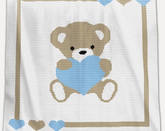 CROCHET Pattern - Baby Blanket Pattern - Sweet Heart - Crochet Chart - Bear Crochet Pattern - Afghan Crochet Pattern - Bear Crochet Graph