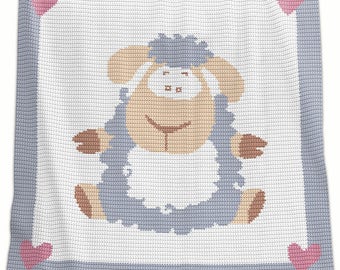 Crochet Blanket Pattern - Crochet Baby Blanket Pattern - Sheep Blanket Pattern - Baby Afghans - Crochet Patterns  - Sheep Pattern - graphs