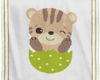 CROCHET Pattern - Baby Blanket Pattern - Easter Tiger - Crochet Chart - Tiger Crochet Pattern - Afghan Crochet Pattern - Tiger Graph
